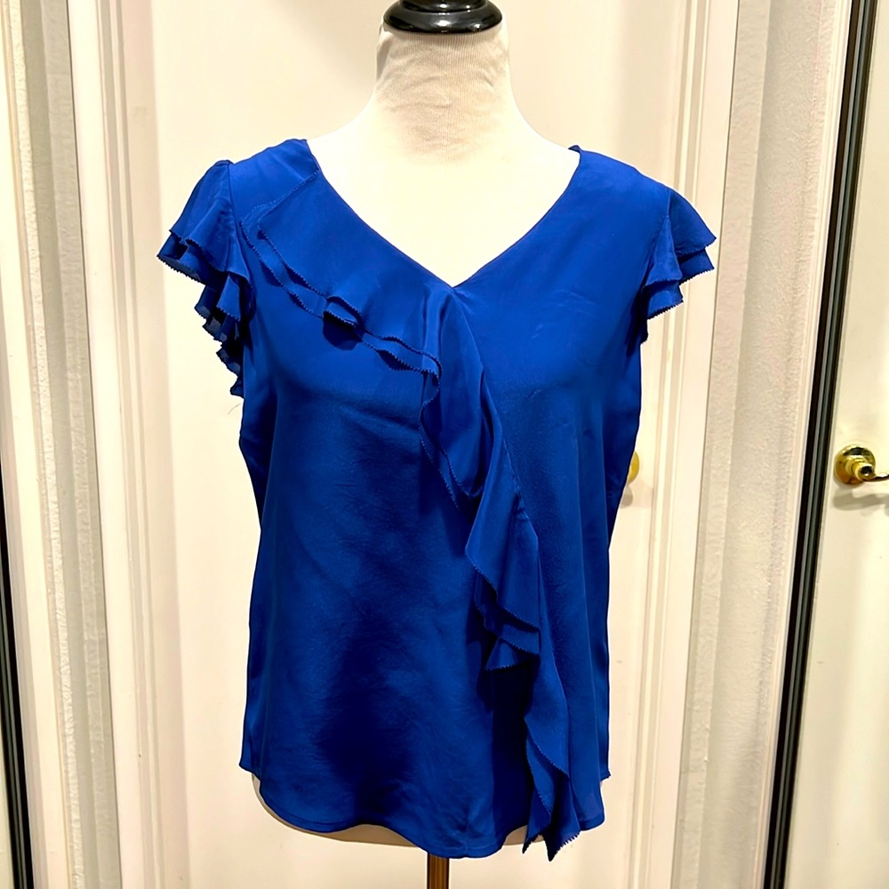 Anthropologie royal blue silk top